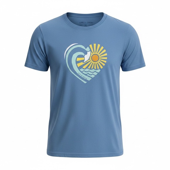 Life Is Good Tops - LIFE IS GOOD Blue Waveheart Ladies Casual Crusher Tee, XL